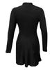 2025 Autumn/Winter European & American Women's Slimming Ribbed Dress: A-line, Half-high Collar, Long-sleeved