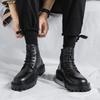 Herren Hohe Knöchelboots Designer Bequem Dicke Sohle Freizeitschuhe Mann Lederstiefel Motorradstiefel Botas