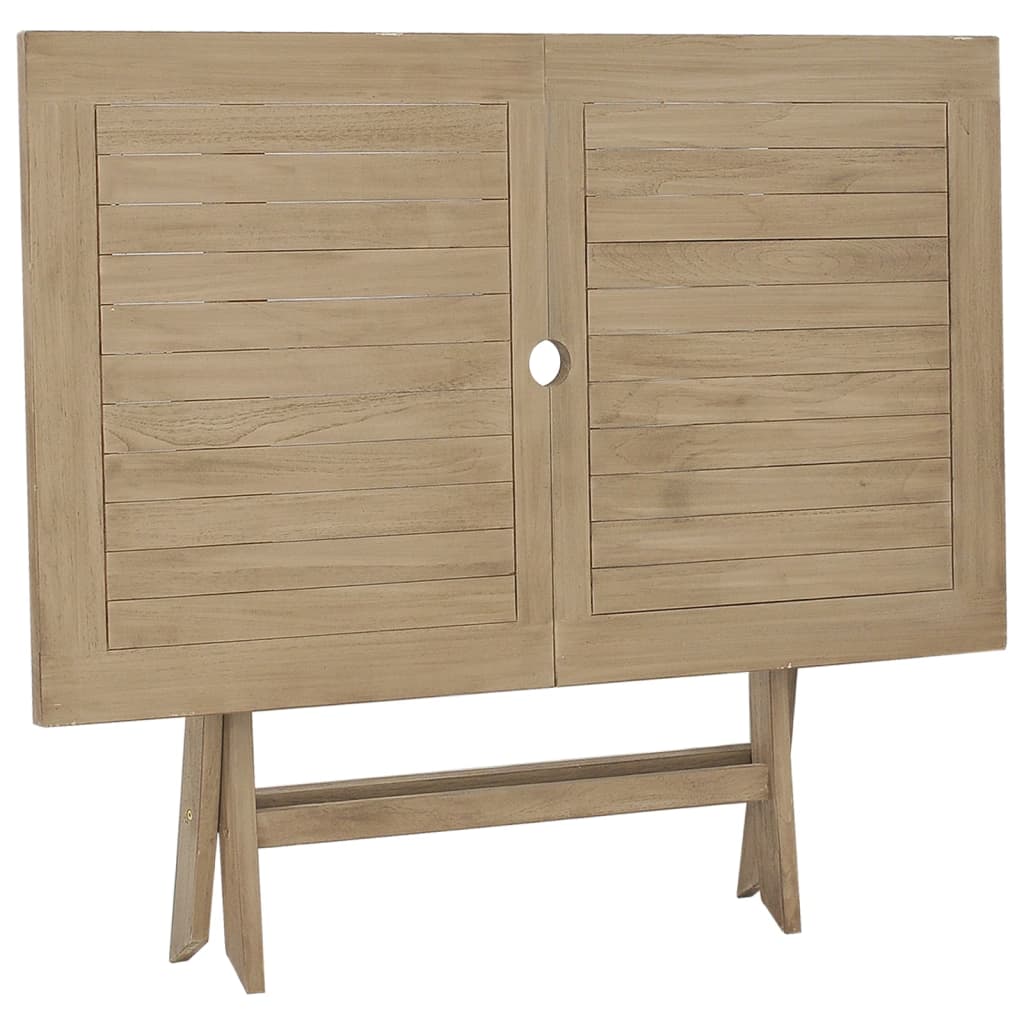 Folding Garden Table Gray 120x70x75 cm Solid Teak Wood