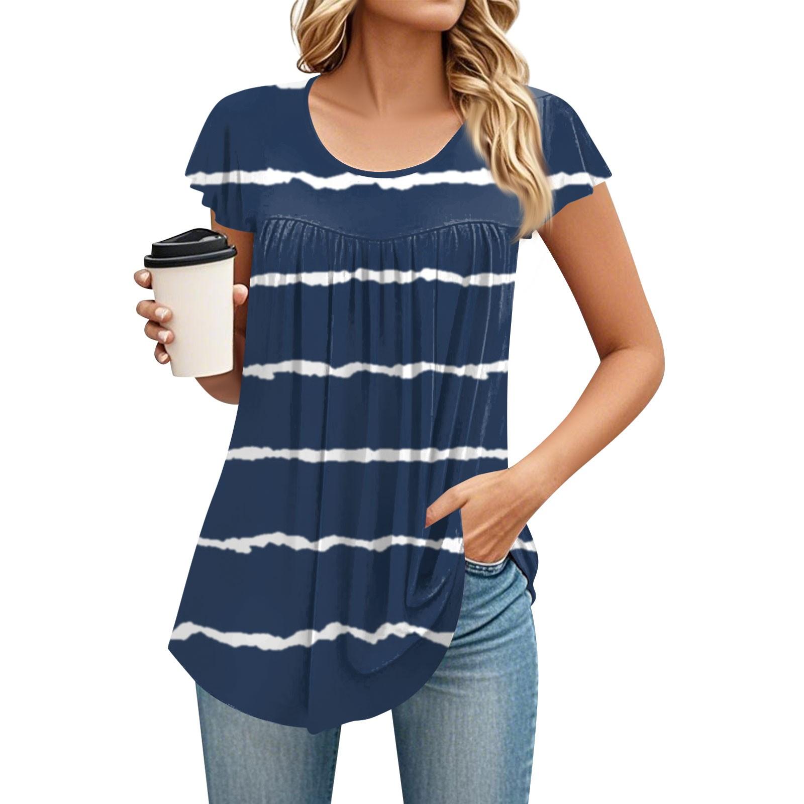 Women s Round Neck Short Sleeve Mid Length T-Shirt Loose Casual Short Sleeve T-Shirt Top XL