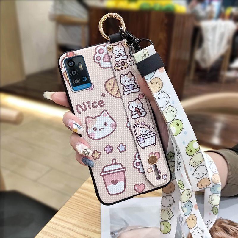 Durable Anti-dust Phone Case For ZTE Blade A71/Optus X Swift 5G Cute Kickstand Phone Holder Soft case Lanyard Anti-knock