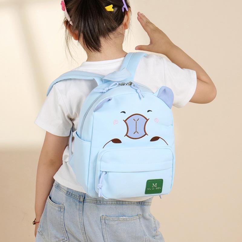 School bag large capacity backpack kapibara cartoon love embroidery backpack boys and girls children's bag