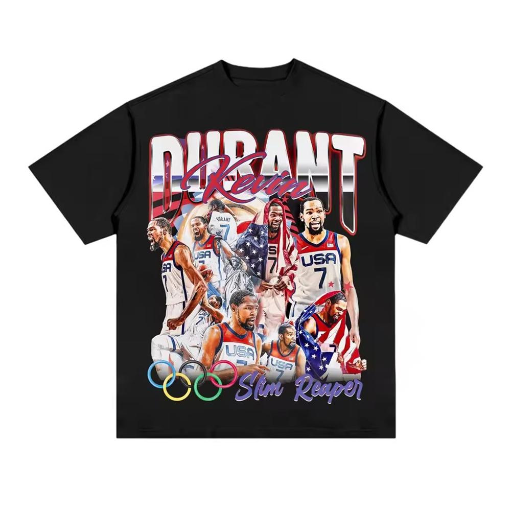 Kevin Durant Men Clothing Tee Shirt Homme New in Top Short Sleeve Round Neck Printing Pullover Retro Vintage T-shirt