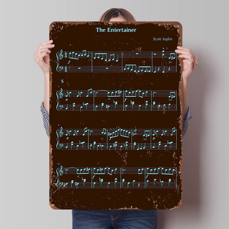

The Entertainer Sheet Music Tinplate Poster Customized Wall Art Vintage Retro Metal Signs for Gaming Room Decoration Cozy Decor 20x30cm（7.8x11.8inch）