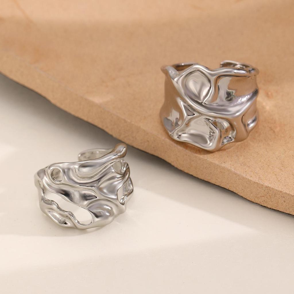Hot-Selling Luxury Open Ring: High-End Minimalist Wide Band Alloy Index Finger Ring In European & American Style