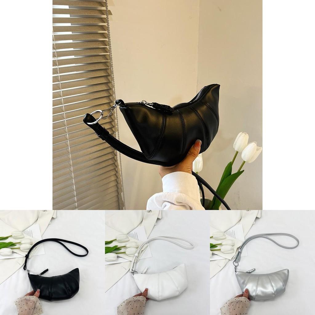 Stylish Black White Silver Pu Soft Dumpling Bag For Casual Everyday Use With Phone Pocket
