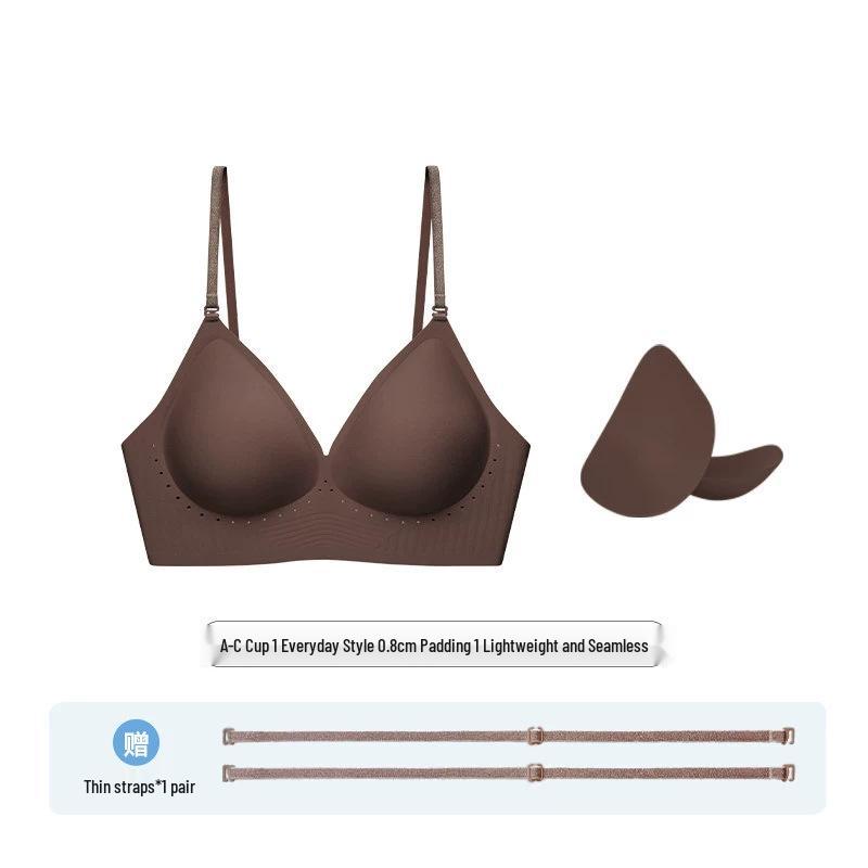 Seamless Backless Push-Up Bra: Thin Strap U-Shape Halter, No Empty Cup, Invisible Nude Women's Tank Top.