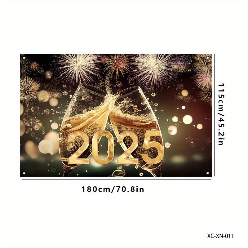 

1 штука, 115*180 см, 45,2*70,8 дюйма, 2025 Новый, Баннер для новогоднего украшения, Фотофон, Новогоднее празднование, Ткань для фона для вечеринки Pack of 1 чёрный