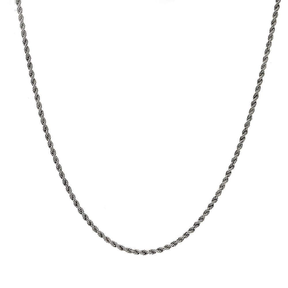 Silver One Silver 925 Pipe Rope Chain Necklace for Men, C3 [Silver, 3mm Width, 50cm Length] with Clasp
