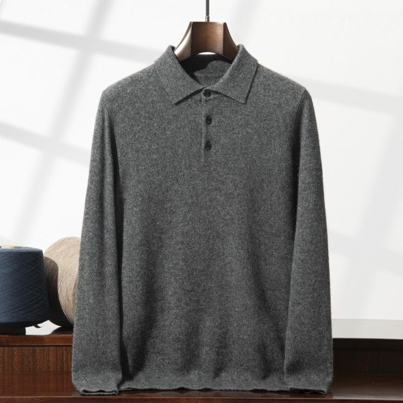 POLO neck cashmere sweater 2025 new flat middle-aged loose pullover sweater