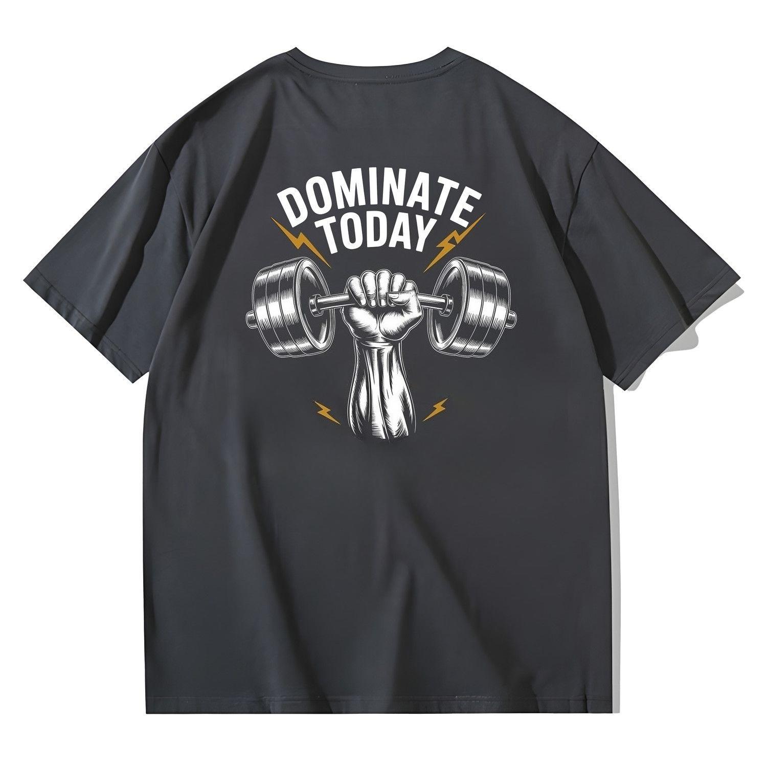 

2025 Autumn and Winter Couple Fitness Sports Style Pure Cotton T-shirt Printing Simple Trend Large Size Men s Women s T-shirt S