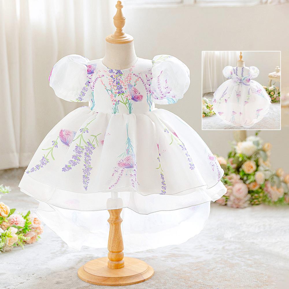 Wedding Flower Girls Dress Toddler Baptism 1st Birthday Dress Baby Girl Clothes Princess Wedding Lace Party Kids Costume T3069
