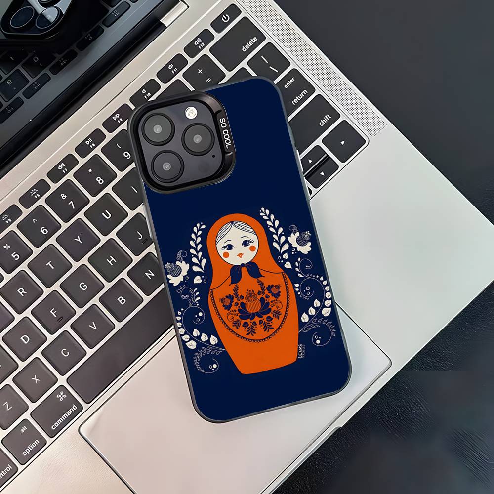 

Russian Dolls Matryoshka Phone Case For iPhone 17,16,15,14,13,12,11,Pro,Max,Plus,Black Matte Shockproof Cover iPhone14Plus