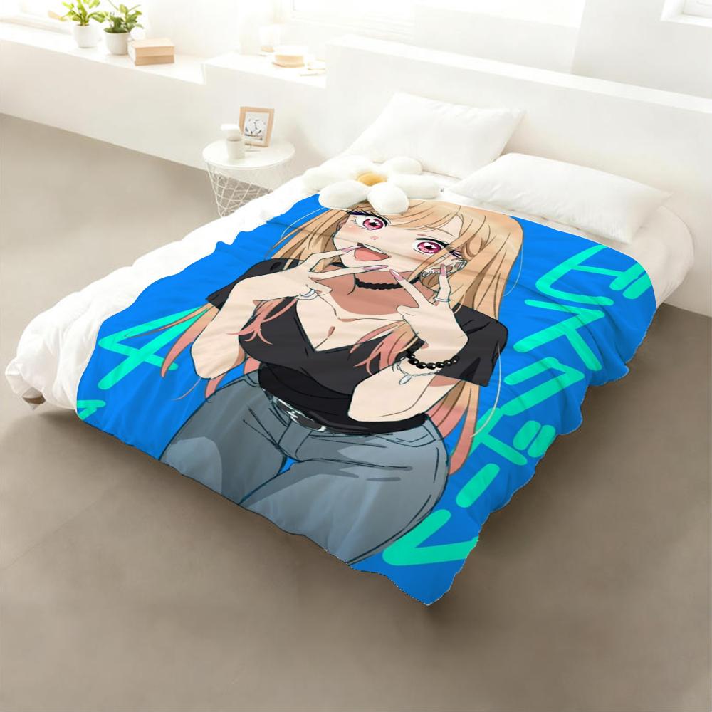 Anime Kitagawa Marin Kuscheldecke Flanell: Weiches, kinderfreundliches, warmes, antistatisches, waschbares Ganzjahres-Schlafsofa für Zuhause