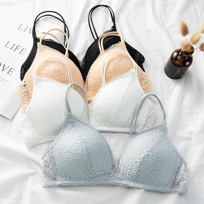 Mode Femme Dentelle Florale Soutien-gorge Couleur Unie Débardeur à Bretelles Soutiens-gorge Minceur Push Up