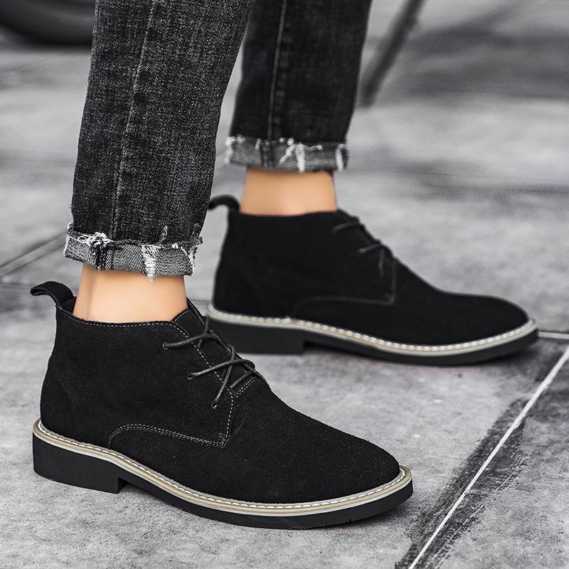 Large Size Autumn Men's Matte Leather Shoes British Style Zhongbang Foreign Trade Business Casual Shoes Increase In Tide