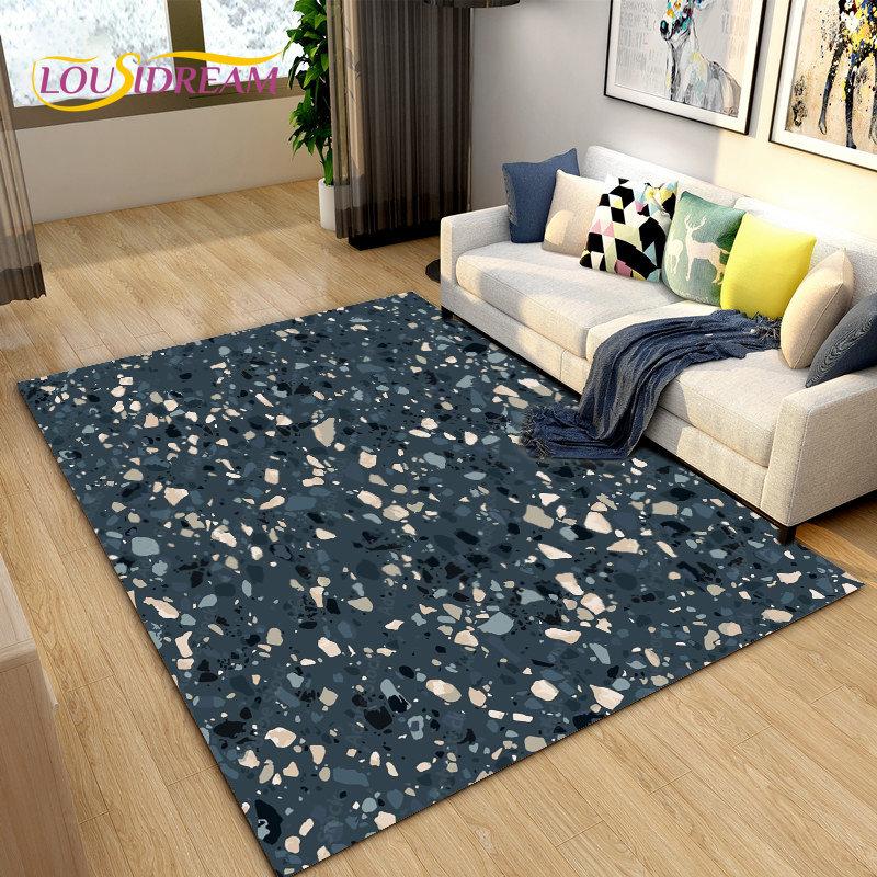 3D Crushed Stone Path Colour Gravel Area Rug Large,Carpet Rug for Living Room Bedroom Sofa Doormat Decoration,Non-slip Floor Mat