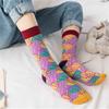 Retro Color-Block Mid-Calf Socks: Trendy Unisex Cartoon Shell Design, Bright and Stylish for Couples