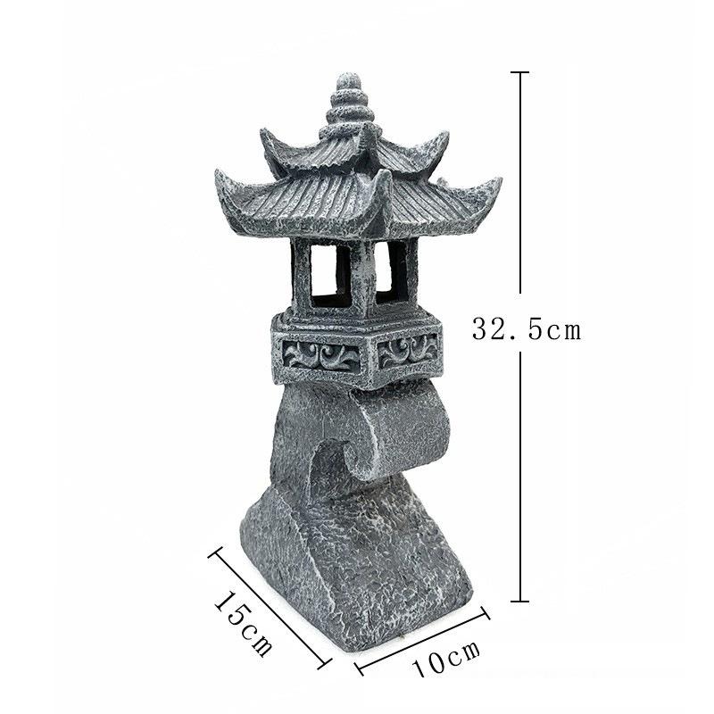 Zen Solar Stone Pagoda Lantern - Outdoor Resin Ornament for Garden and Courtyard Decor