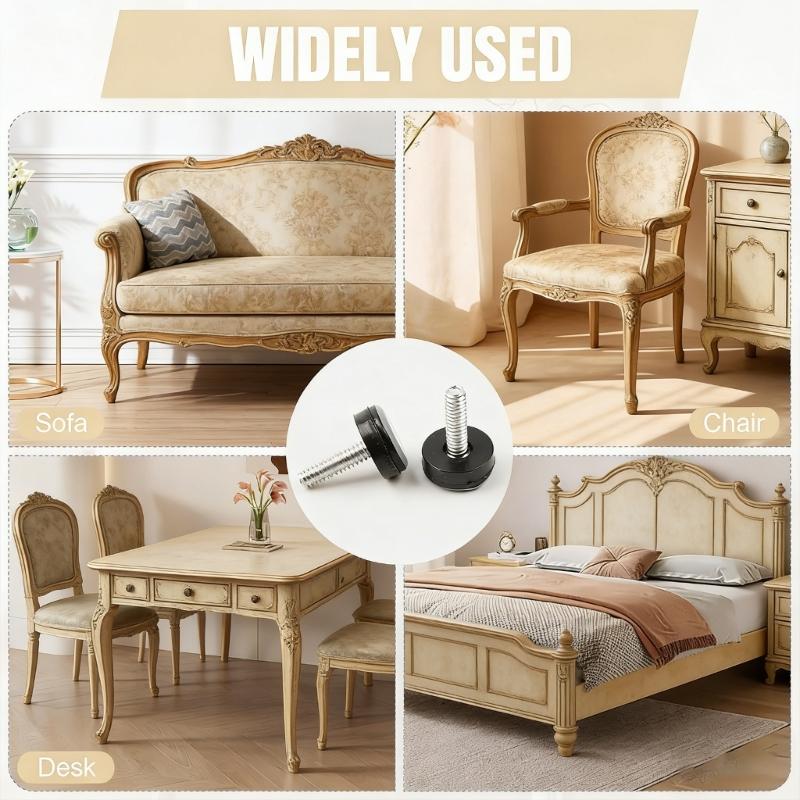 20Pcs Table Chair Foot Round Sliders Legs Pads with M6 Thread for Chairs Tables Sofas Protect Floors Reduce Noise