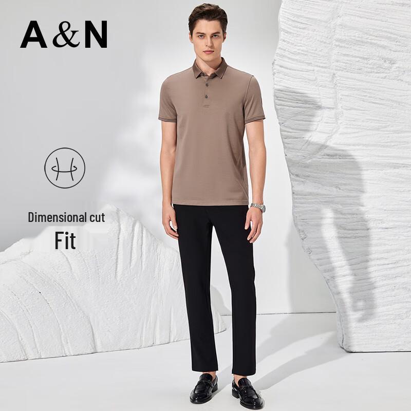Antonio Men's Silk-Cotton Blend Short-Sleeve Business Polo Shirt
