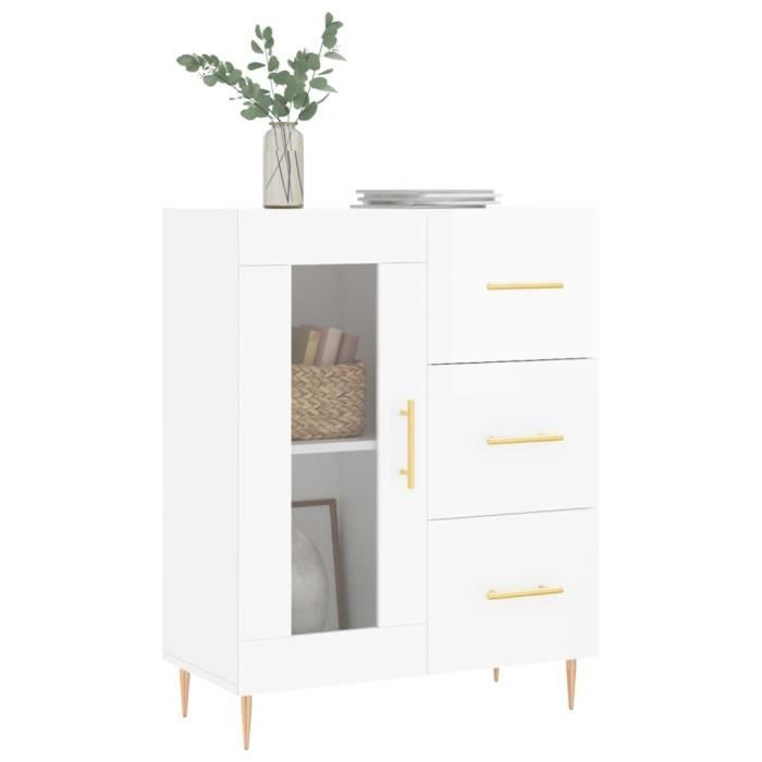 VidaXL Buffet Blanc brillant 69,5x34x90 cm Bois d'ingénierie 828030
