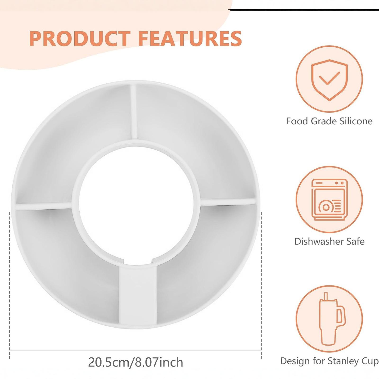 

Food Grade Silicone 4 Compartments Snack Ring Bowl Reusable Silicone Snack Platters Snack Bowl For one size