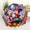 1pc Disney Mickey and Minnie Christmas Automatic Umbrella, All-Occasion Dual-Purpose Umbrella for Rain or Shine, Portable Fold