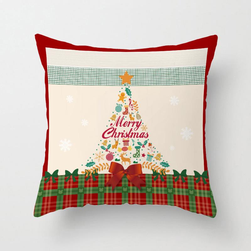 

Рождественская подушка Снеговик Подушка для дивана Атмосфера торгового центра Декоративная подушка Праздничный подарок Красная подушка с лосем flannel 45x45cm double-sided [without pillow core]