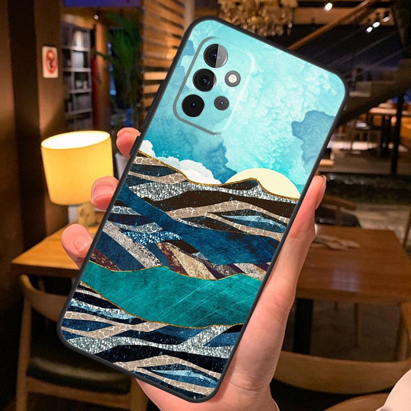 Gold Landscape Painting Case For Samsung Galaxy A56 A36 A54 A34 A14 A06 A16 A26 A12 A32 A52 A13 A33 A53 A15 A35 A55