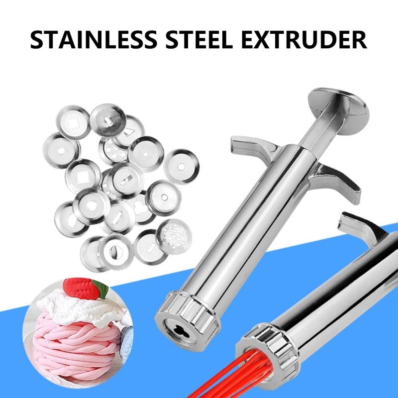 Stainless Steel Clay Extruder with 20 Tip Sugar Paste Extruder Clay Cutter Tool For Fondant Cake Decorating Clay Craft