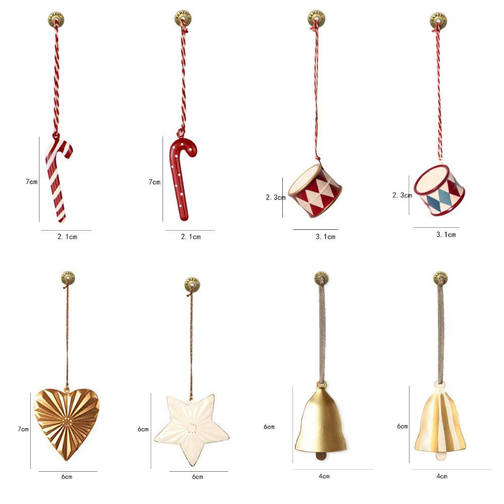NEW Multicolor Christmas Hanging Decoration Nordic Heart Star Bell Drop Ornaments Photo Prop Iron Art Hang Pendants Festival