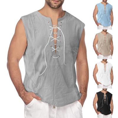 Chemises débardeurs en coton et lin pour hommes, décontractées et élégantes, sans manches, style hippie de plage