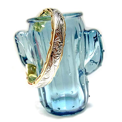 July Hawaiian Jewelry Bangle In Yellow Gold and Steel Silver, Honu Scroll Design, Small, for Men and Women