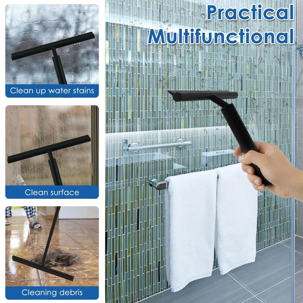 Shower Squeegee Glass Wiper Scraper Cleaner with Telescopic Handle Streak-Free Silicone Holder Wiper Scraper Glass Cleaning