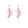 Mori Purple Flower Stud Earrings Are Super Fairy And Beautiful, Smudged Petal Earrings, Long Seaside Vacation Earrings.