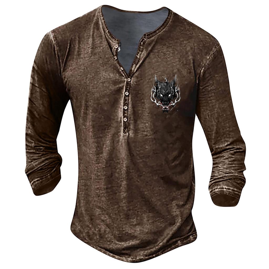 Men's Long Sleeve Graphic And Embroidered Fashion T-Shirt Spring And Long Sleeve Printed Pullover Top