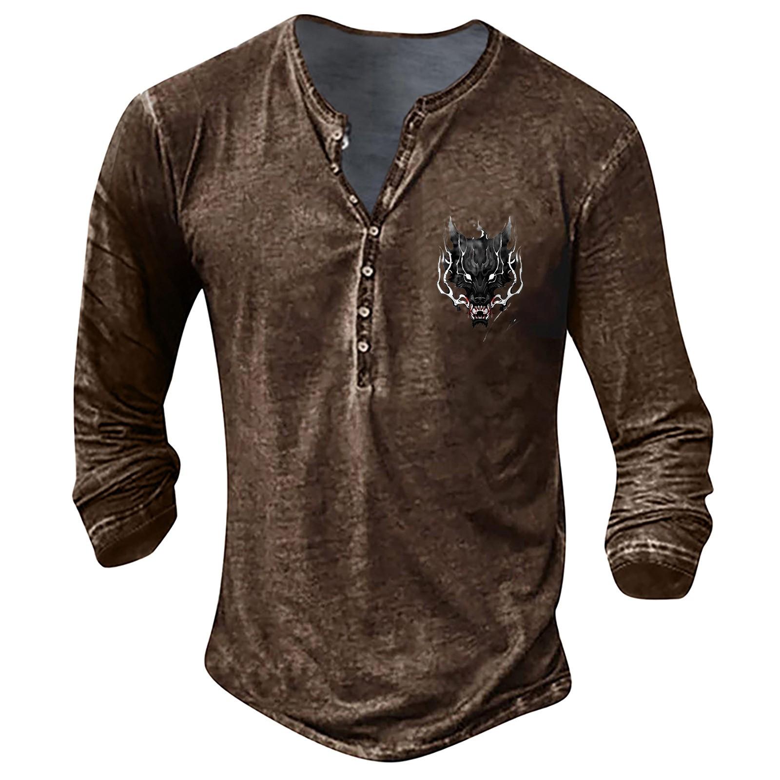 Men s Long Sleeve Graphic And Embroidered Fashion T-Shirt Spring And  Long Sleeve Printed Pullover Top XXXL коричневый