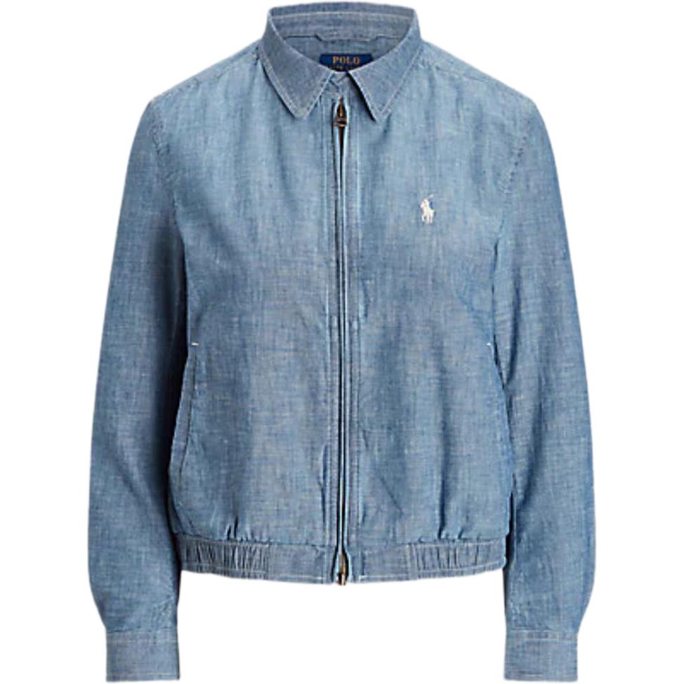 Polo Ralph Lauren Ss25 Джинсовая куртка с вышивкой пони на молнии и длинным рукавом Женская куртка 211907102-001 XL