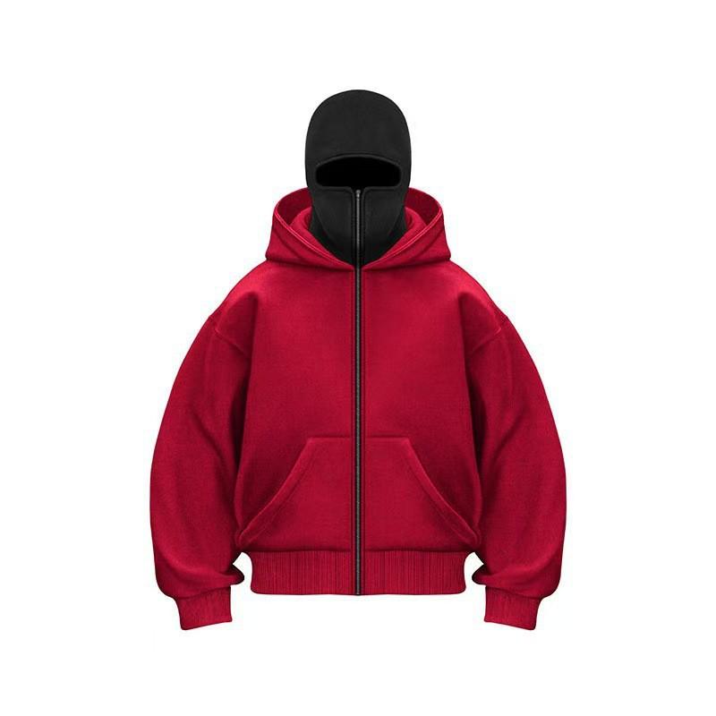 Mens Oversized Hooded Sweatshirt With Double-Layer Hood Fleece-Lined Zip-Up Pullover Fall