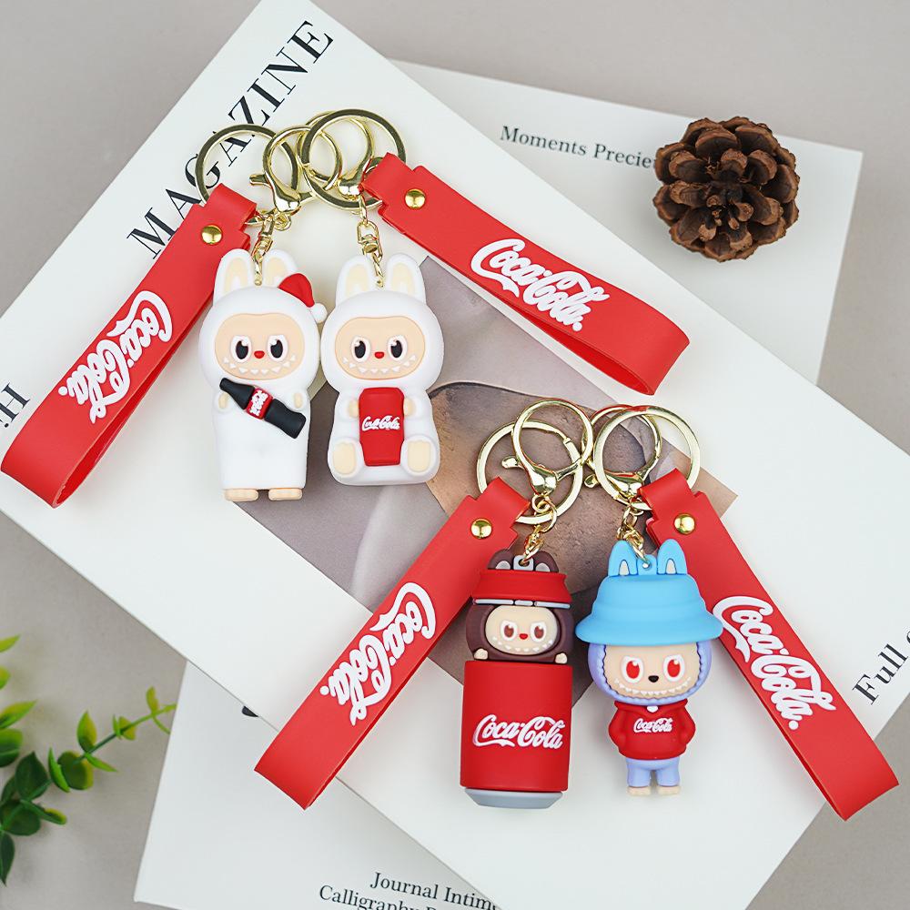 Creative And Personalized Coca Cola Rabbu Little Sheep Keychain Car Bag Pendant 3D Doll Small Gift