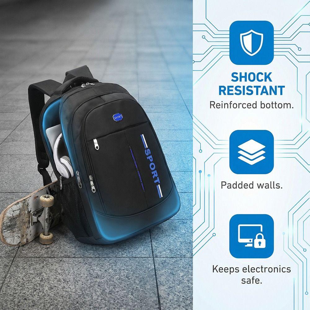 Universal Ergonomic Men Backpack Wear Resistant Large Capacity Business Backpack Casual Style Oxford Cloth Computer Bag Hiking