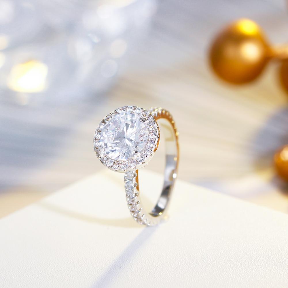 

CMM Высокое Качество Цирконий Розового Золота Цвет Большой 2 Карата Круглый Обручальное Обручальное Кольцо Для Женщин Ювелирные Изделия 9 серебряный