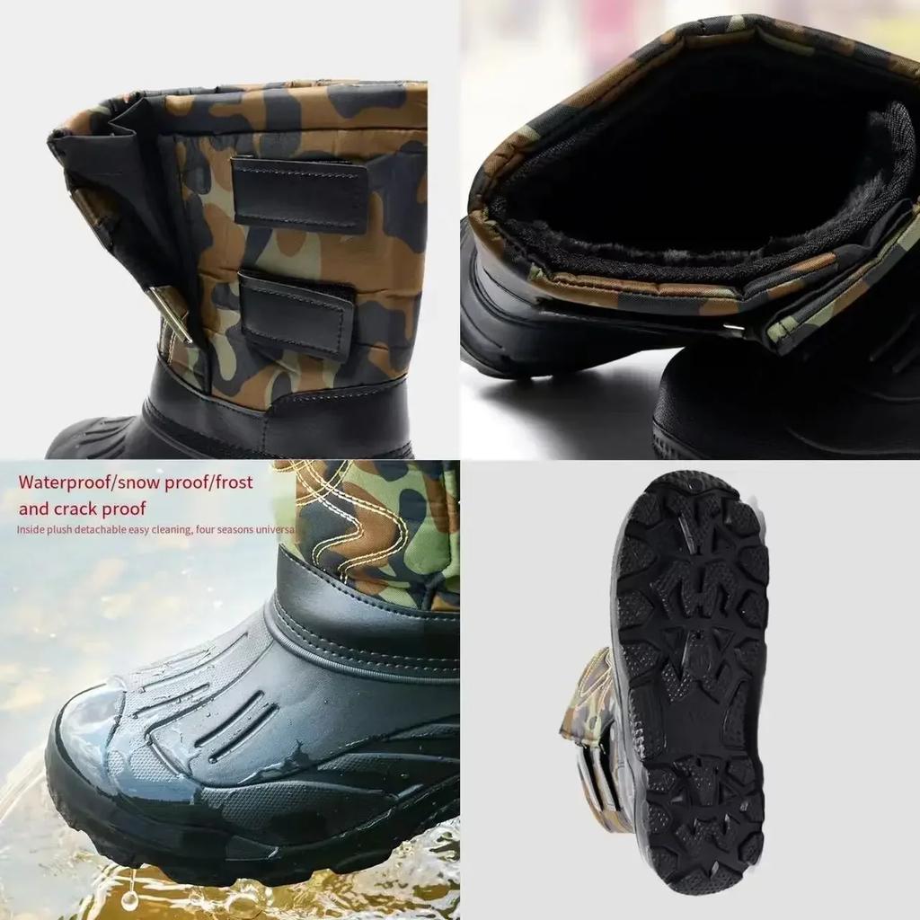 Work Boots for Men Waterproof  Spring New Non-slip Fishing Boots Comfortable Farm Men Boots Winter Plus Cotton Rain Boots