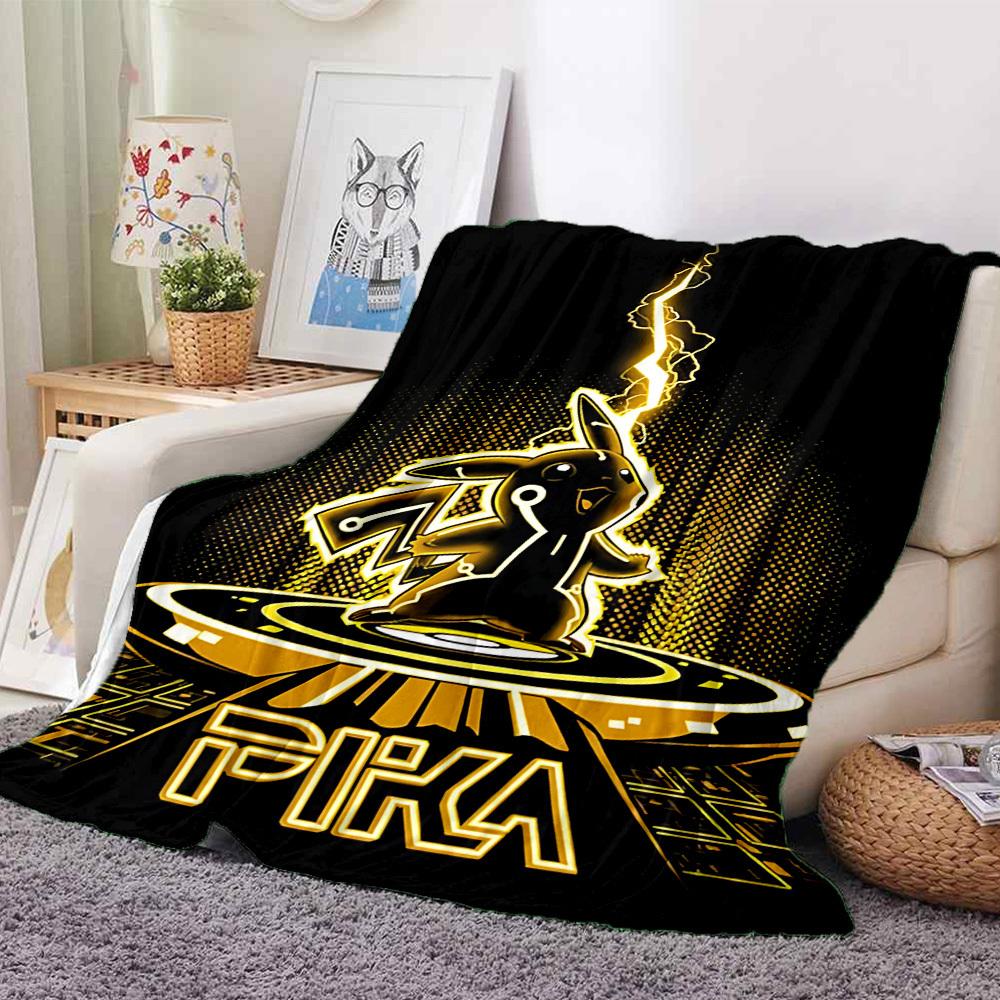 1pc Pikachu Electric Flannel Blanket, Soft Skin Friendly with Digital Printing, Various Sizes Available for Family, Friends, Birthday