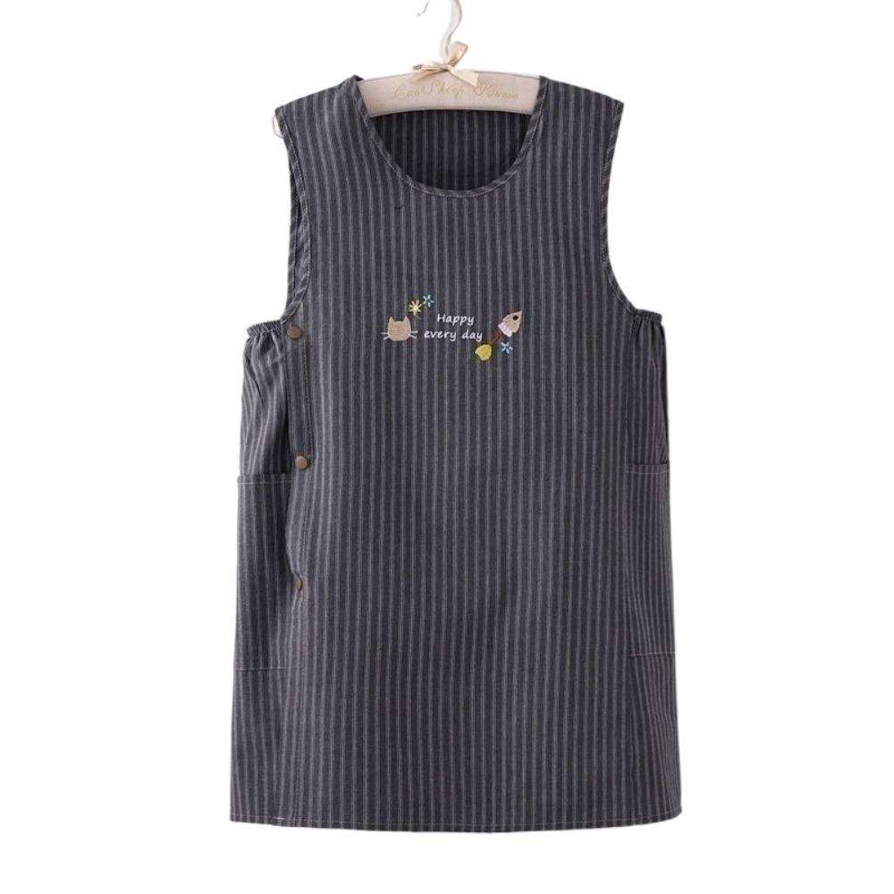 Oil-Proof Kitchen Aprons Breathable Vest apron Work Clothes Striped Sleeveless Aprons  Women's