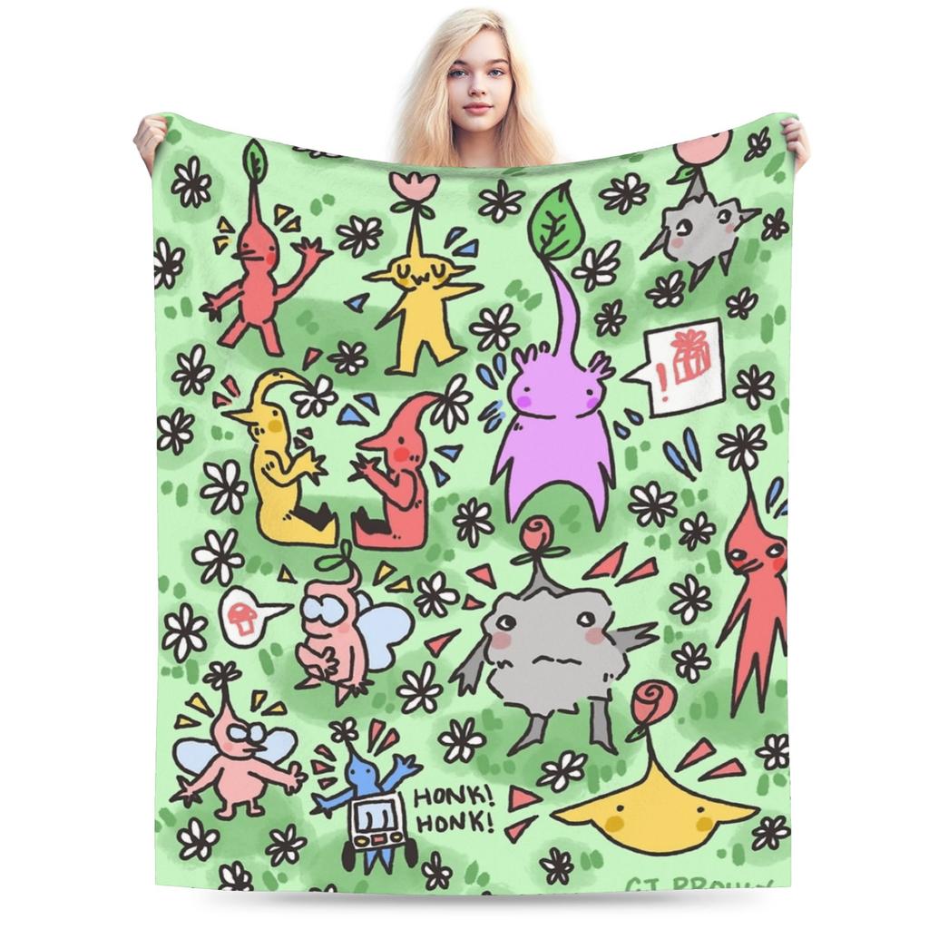 Funny Pikmin Game Plush Blanket Students Flannel Bedding Throws For Home Decor Super Warm Custom Quality Bedspread Gift Idea