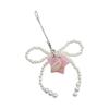 Handmade Star Bowknot Phone Charm with Imitation Pearl Phone Chain Keychain Pendant for Bag Purse Backpack Ornament
