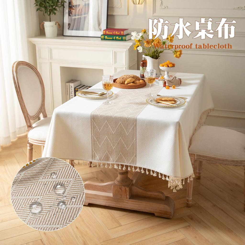 Imitation Cotton And Linen Fabric Dining Table Cloth Waterproof And Oil-Proof High-End Tablecloth Coffee Table Cover Rectangular Tablecloth