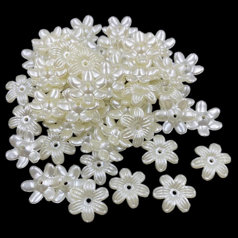 For Jewelry Makings Finding Charms Loose Beads Pendant DIY Crafts 5-50Pcs Beige Flower Necklace Bracelet  Accessories